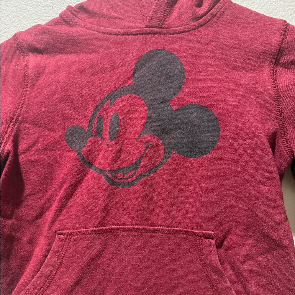 Disney Maroon Kids Hoodie with Black Mickey Print - Picture 2 of 8